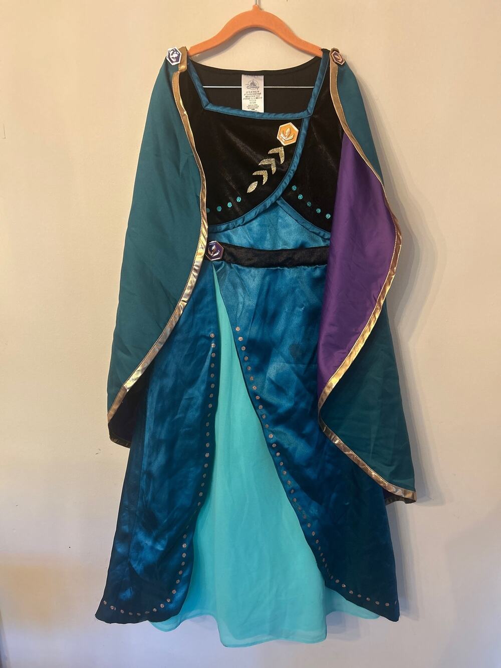 Disney Store Frozen 2 Queen Anna Deluxe Coronation Costume Dress Cape Girls 7/8